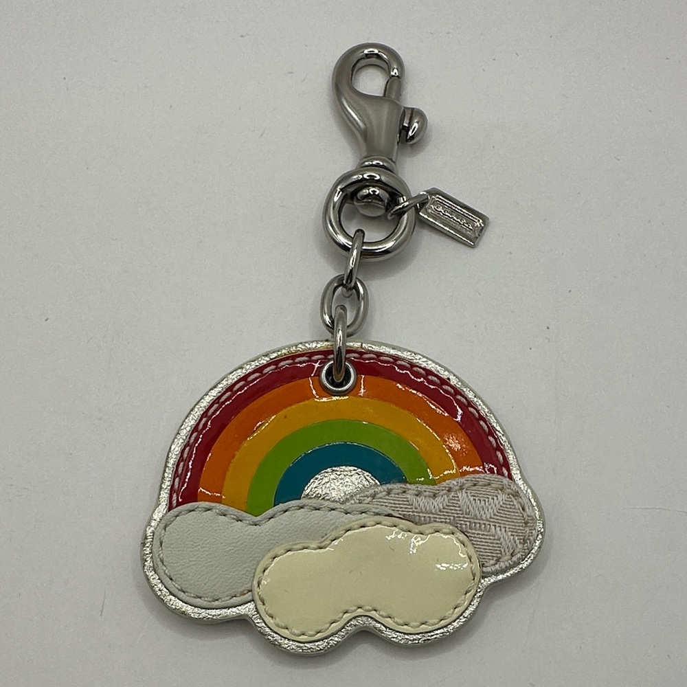 Coach Patent and Metallic Leather Rainbow Cloud Keychain